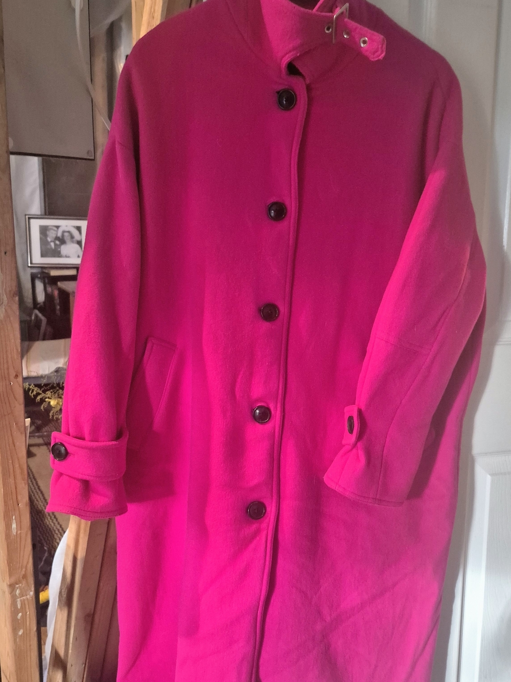 Banana Republic Hot Pink Trench Coat with Buckle Collar